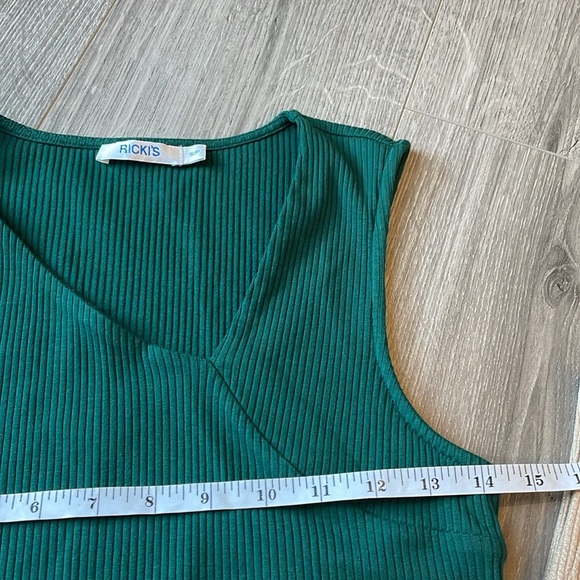 3/$35 Ricki’s tank tops SET in a gold sparkle and green asymmetrical neckline. - Picture 9 of 10